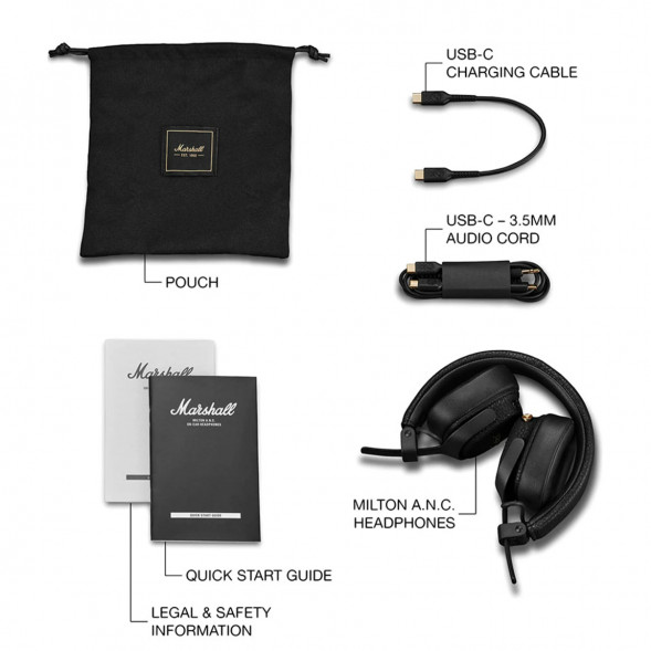 Беспроводные наушники Marshall Milton ANC, Black в Кемерово