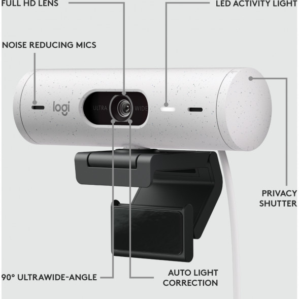 Веб-камера Logitech Brio 500, белый в Кемерово