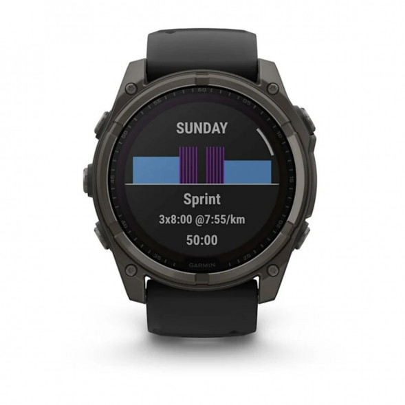 Умные часы Garmin Fenix 8, 51 мм, Solar, Sapphire Carbon Gray DLC Titanium with Black/Pebble Gray Silicone 010-02907-10 в Кемерово