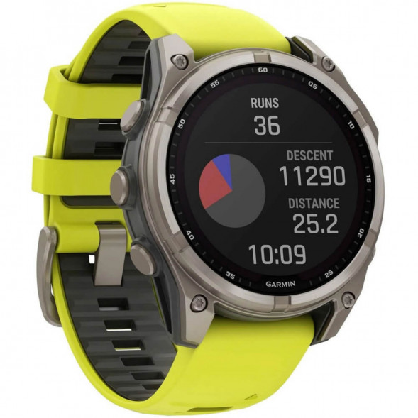 Умные часы Garmin Fenix 8, 51 мм, Solar, Sapphire Titanium with AMP Yellow/Graphite Silicone Band 010-02907-20 в Кемерово