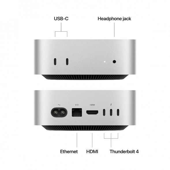 Компьютер Apple Mac mini M4 2024 (MU9D3) (10 Core GPU, 16ГБ, 256ГБ SSD, Apple, macOS), серебристый в Кемерово