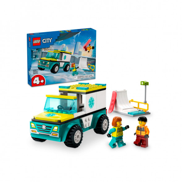 Конструктор LEGO City 60403 Скорая помощь и сноубордист в Кемерово